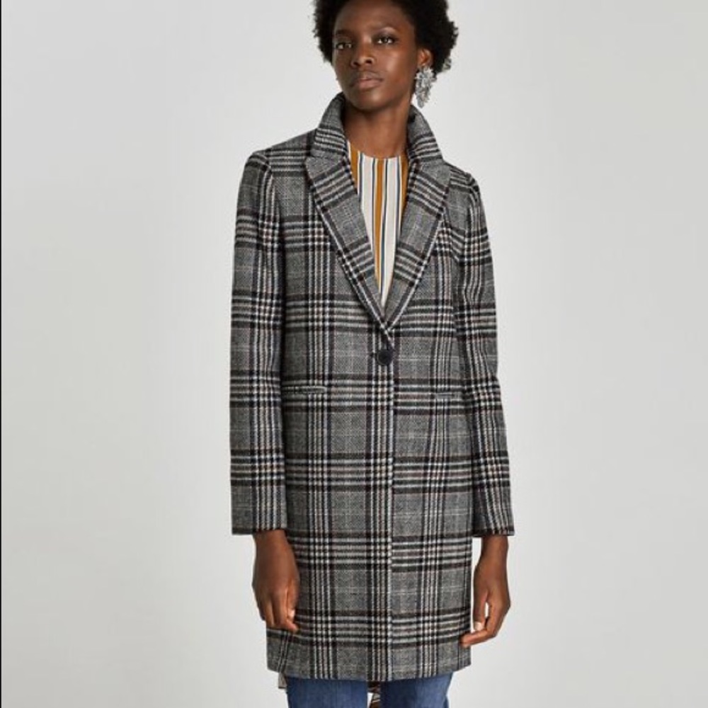 Zara Plaid Wool Coat